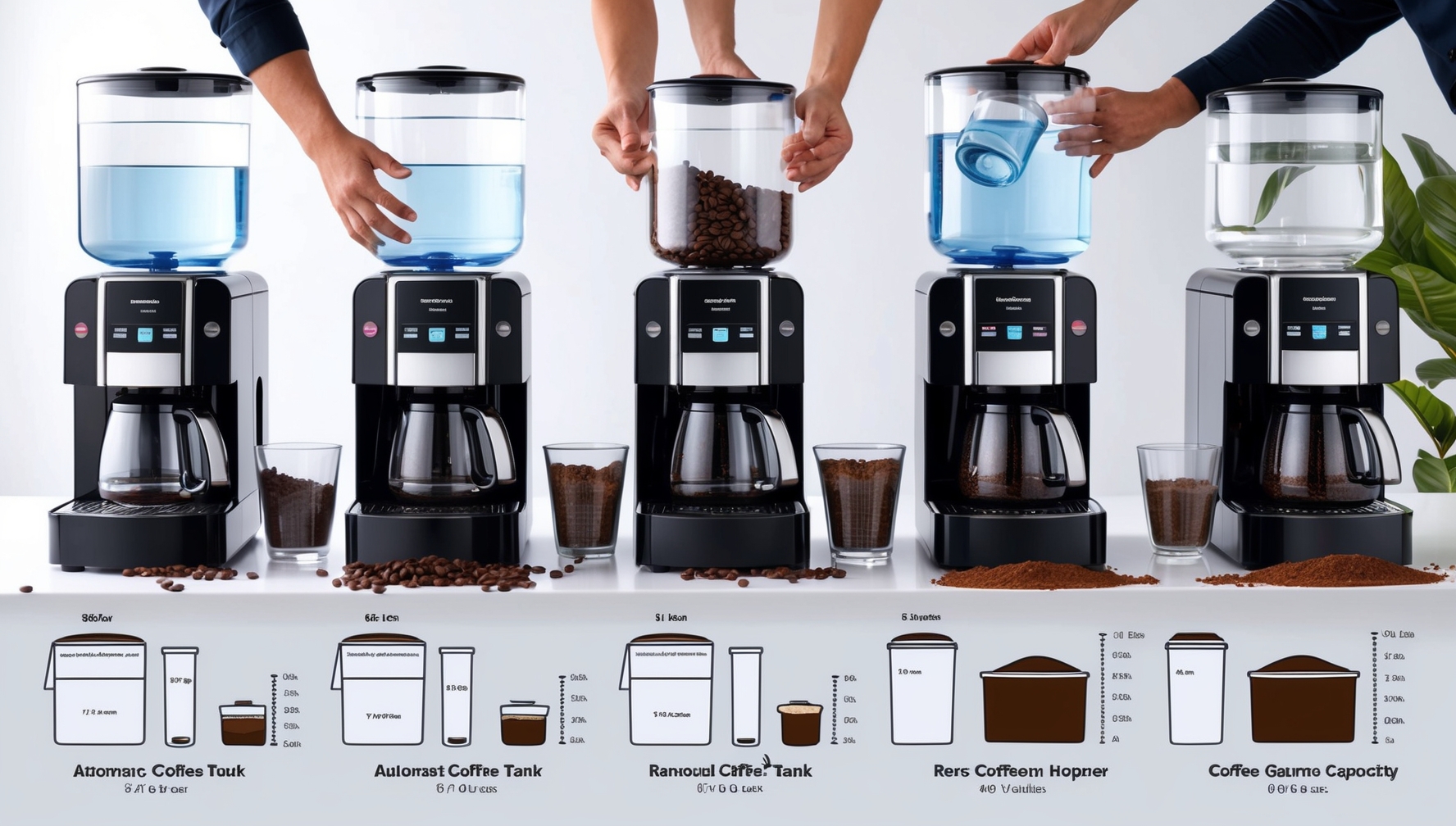 Automata kávéfőző tartálytérfogat teszt - víztartály és babtartály kapacitása