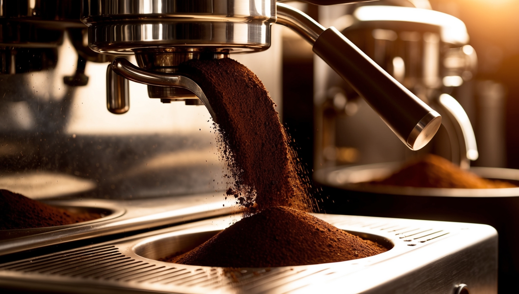 Kávé darálása automata kávéfőző beépített darálójában - frissen őrölt kávé szemcsék
