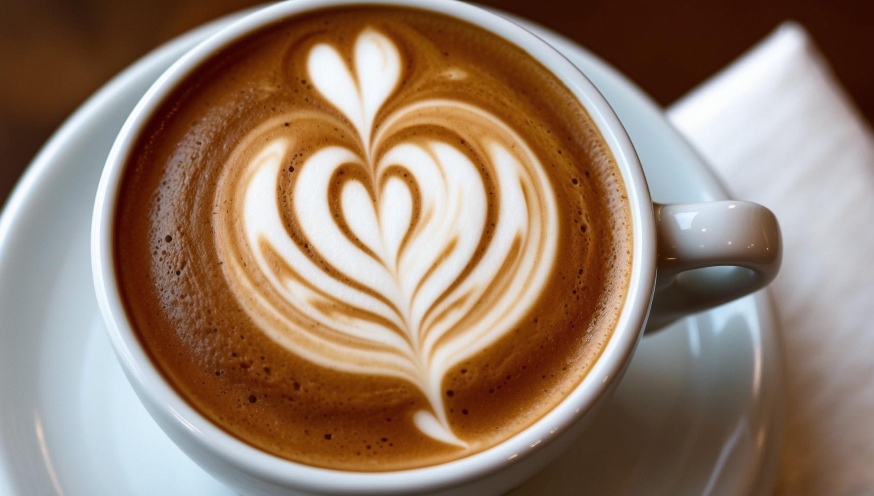 Latte art szív minta cappuccinóban - tökéletes tejhab és professzionális öntési technika