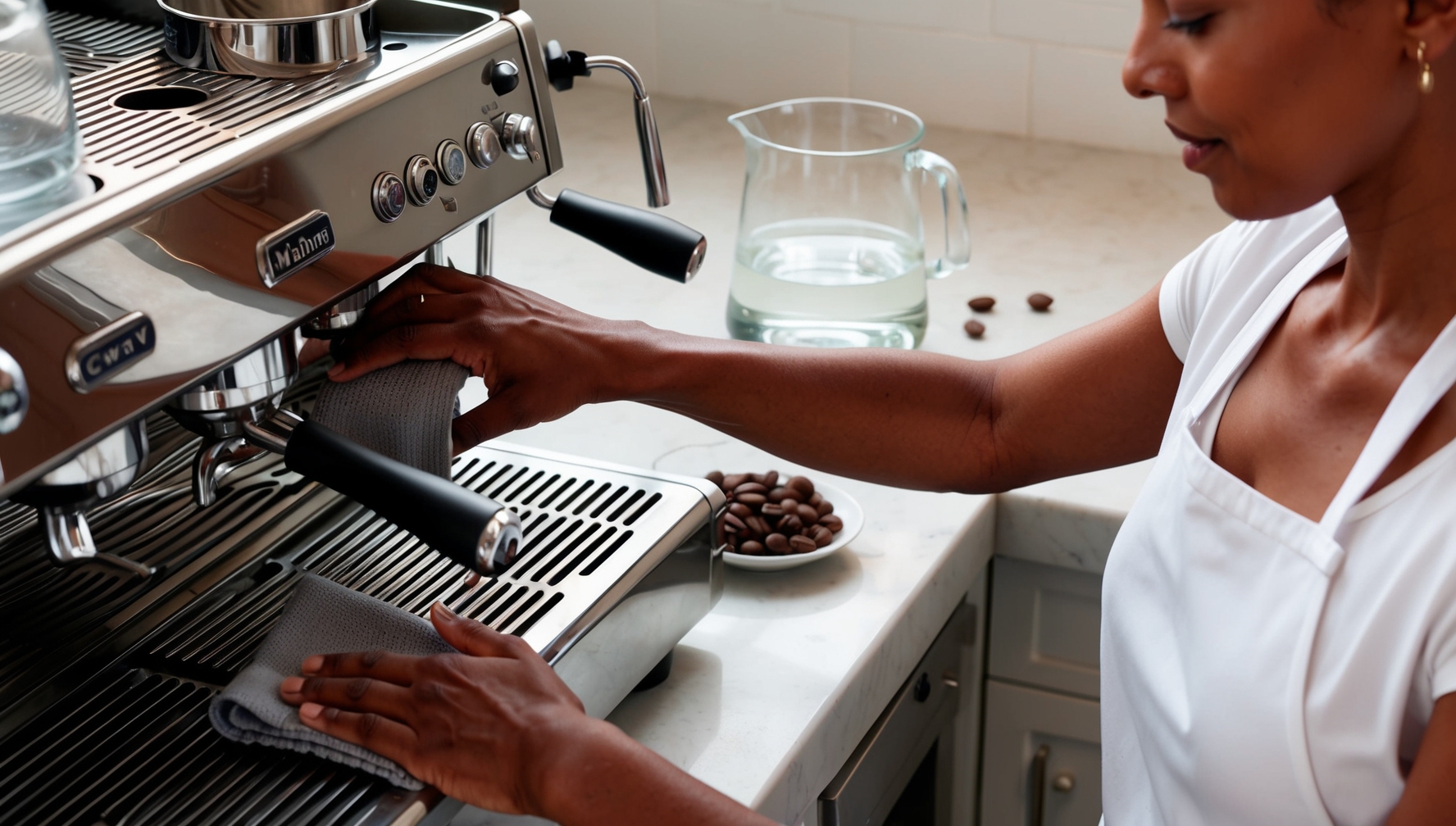 Automata kávéfőző napi karbantartása - vízgyűjtő tálca és kávézacc tartály tisztítása