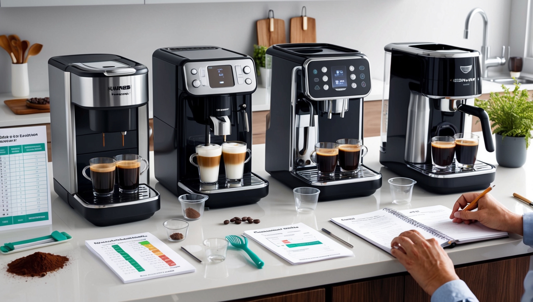 Több automata kávéfőző egymás mellett - kiválasztási folyamat